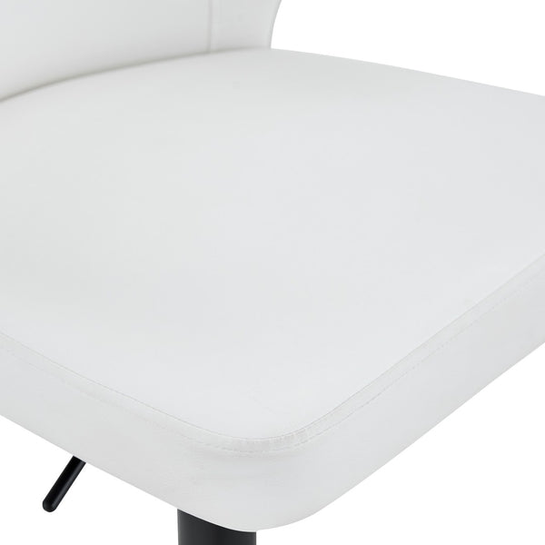 English Elm Modern Swivel Barstool Set of Two Pu Leather High Back Counter Height Seating Black + White W1512P528804