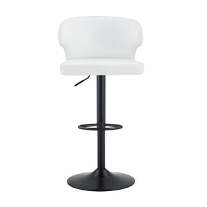 English Elm Modern Swivel Barstool Set of Two Pu Leather High Back Counter Height Seating Black + White W1512P528804