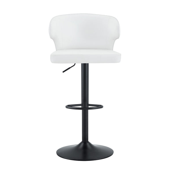 English Elm Modern Swivel Barstool Set of Two Pu Leather High Back Counter Height Seating Black + White W1512P528804