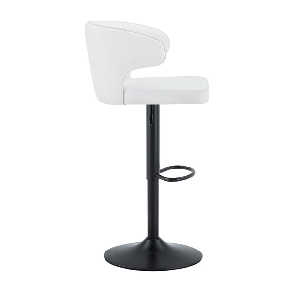 English Elm Modern Swivel Barstool Set of Two Pu Leather High Back Counter Height Seating Black + White W1512P528804