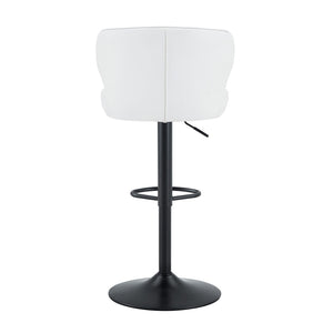 English Elm Modern Swivel Barstool Set of Two Pu Leather High Back Counter Height Seating Black + White W1512P528804