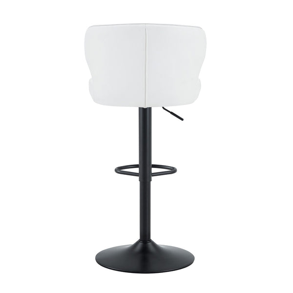 English Elm Modern Swivel Barstool Set of Two Pu Leather High Back Counter Height Seating Black + White W1512P528804