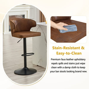 English Elm Modern Swivel Barstool Set of 2 Padded Suede Seat Ergonomic High Back for Kitchen W1512P528832