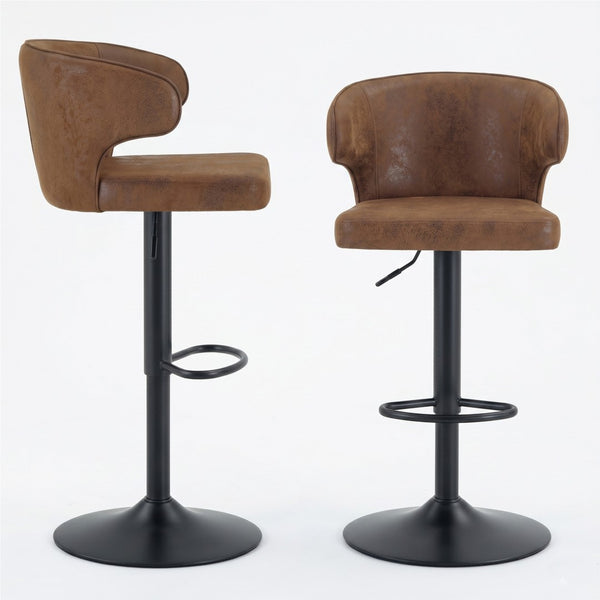 English Elm Modern Swivel Barstool Set of 2 Padded Suede Seat Ergonomic High Back for Kitchen W1512P528832