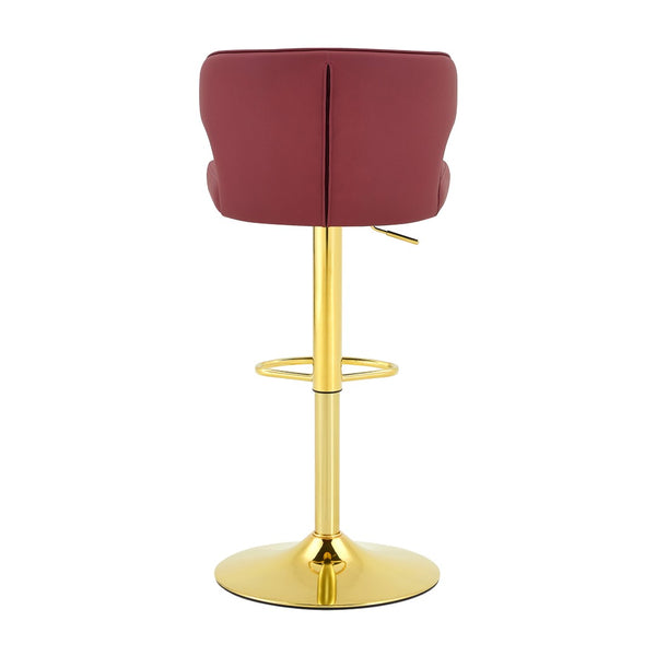 English Elm Modern Swivel Barstool Set of Two Pu Leather High Back Counter Height Seating Gold + Red W1512P531429