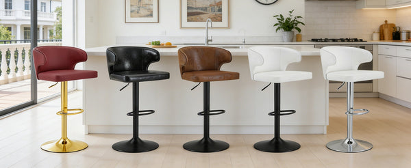 English Elm Modern Swivel Barstool Set of Two Pu Leather High Back Counter Height Seating Gold + Red W1512P531429