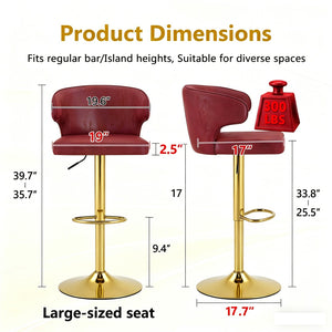 English Elm Modern Swivel Barstool Set of Two Pu Leather High Back Counter Height Seating Gold + Red W1512P531429