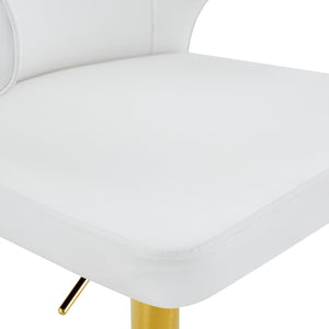 English Elm Modern Swivel Barstool Set of Two Pu Leather High Back Counter Height Seating Gold + White W1512P531464