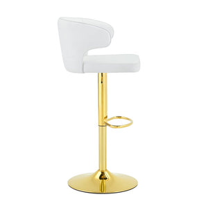English Elm Modern Swivel Barstool Set of Two Pu Leather High Back Counter Height Seating Gold + White W1512P531464