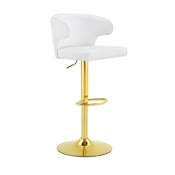 English Elm Modern Swivel Barstool Set of Two Pu Leather High Back Counter Height Seating Gold + White W1512P531464