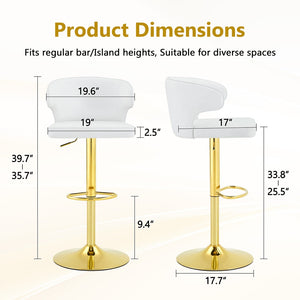 English Elm Modern Swivel Barstool Set of Two Pu Leather High Back Counter Height Seating Gold + White W1512P531464