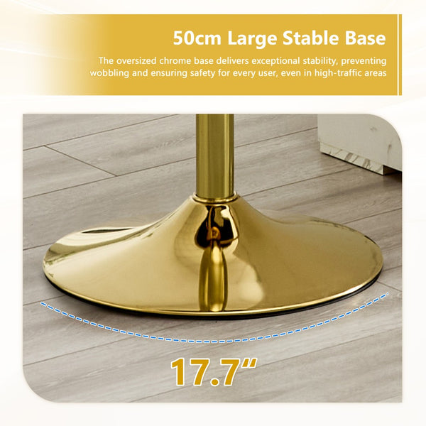 English Elm Modern Swivel Barstool Set of Two Pu Leather High Back Counter Height Seating Gold + White W1512P531464