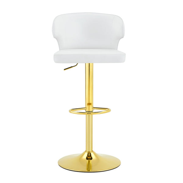 English Elm Modern Swivel Barstool Set of Two Pu Leather High Back Counter Height Seating Gold + White W1512P531464