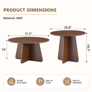 English Elm Retro-style Round Nesting Tables Mid-century Crisscross Legs Mdf Living Room Set Walnut W1512P537588