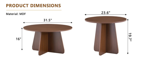 English Elm Retro-style Round Nesting Tables Mid-century Crisscross Legs Mdf Living Room Set Walnut W1512P537588