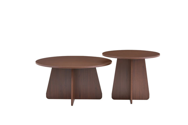 English Elm Retro-style Round Nesting Tables Mid-century Crisscross Legs Mdf Living Room Set Walnut W1512P537588