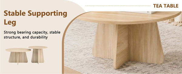 English Elm Retro-style Round Nesting Tables Mid-century Crisscross Legs Mdf Living Room Set Natural W1512P537604