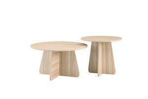 English Elm Retro-style Round Nesting Tables Mid-century Crisscross Legs Mdf Living Room Set Natural W1512P537604