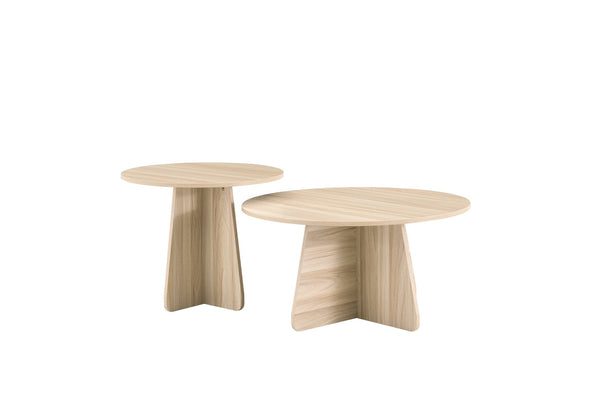 English Elm Retro-style Round Nesting Tables Mid-century Crisscross Legs Mdf Living Room Set Natural W1512P537604