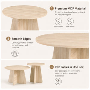 English Elm Retro-style Round Nesting Tables Mid-century Crisscross Legs Mdf Living Room Set Natural W1512P537604