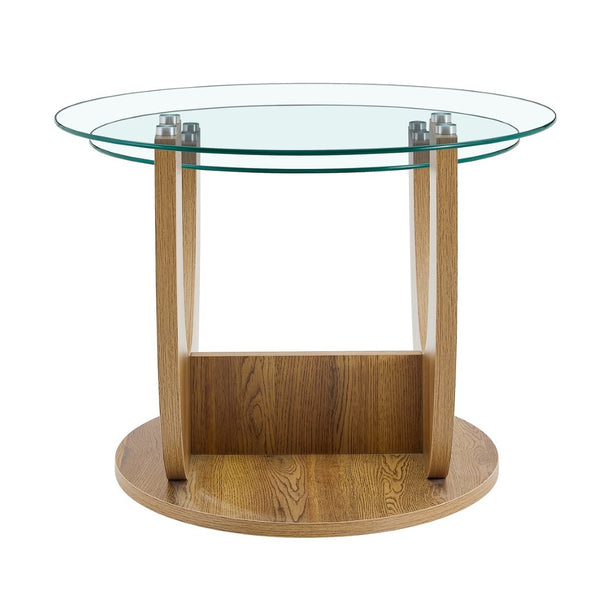 English Elm Creative Dual Tier Tempered Glass Coffee Table with Sculpted Mdf Base for Modern Living Transparent, Wood W1512P537606