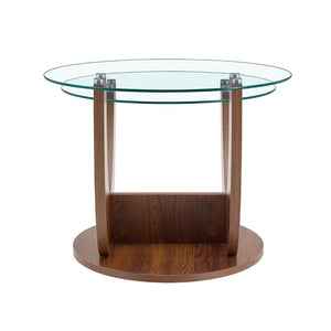 English Elm Creative Dual Tier Tempered Glass Coffee Table with Sculpted Mdf Base for Modern Living Transparent, Walnut W1512P537670