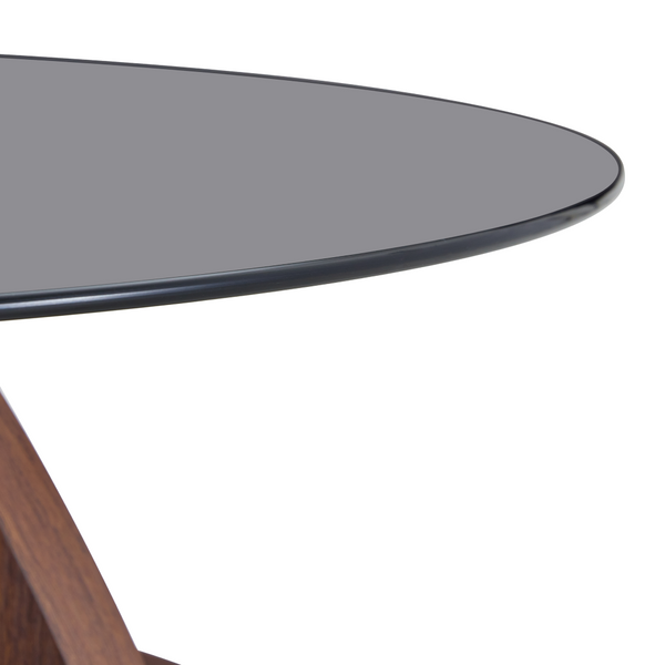 English Elm Creative Round Coffee Table Walnut Mdf Base Gray Tempered Glass Hidden Storage Lounge W1512P537677
