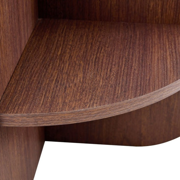 English Elm Creative Round Coffee Table Walnut Mdf Base Gray Tempered Glass Hidden Storage Lounge W1512P537677