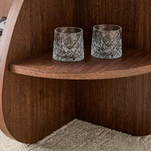 English Elm Creative Round Coffee Table Walnut Mdf Base Gray Tempered Glass Hidden Storage Lounge W1512P537677