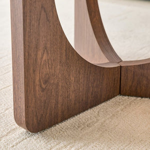 English Elm Vintage-style Triangular Glass Top Coffee Table with Walnut Mdf Base for Living Room W1512P537713