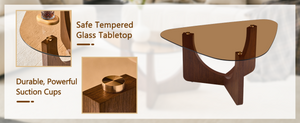English Elm Vintage-style Triangular Glass Top Coffee Table with Walnut Mdf Base for Living Room W1512P537713