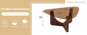 English Elm Vintage-style Triangular Glass Top Coffee Table with Walnut Mdf Base for Living Room W1512P537713