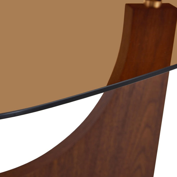 English Elm Vintage-style Triangular Glass Top Coffee Table with Walnut Mdf Base for Living Room W1512P537713