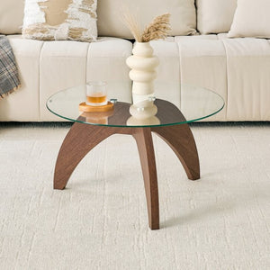 English Elm Creative Sculptural Claw Foot Round Glass Top Coffee Table for Modern Living Rooms W1512P537720