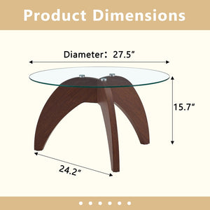 English Elm Creative Sculptural Claw Foot Round Glass Top Coffee Table for Modern Living Rooms W1512P537720