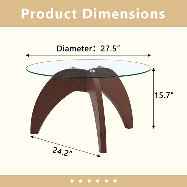 English Elm Creative Sculptural Claw Foot Round Glass Top Coffee Table for Modern Living Rooms W1512P537720