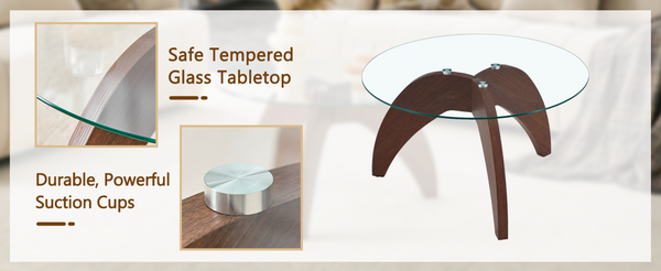 English Elm Creative Sculptural Claw Foot Round Glass Top Coffee Table for Modern Living Rooms W1512P537720