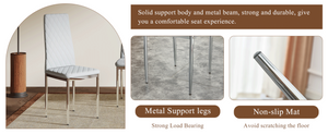 English Elm Modern Pu Leather Dining Chair Set of Six with Diamond Back and Silver Legs Light Gray+Silver W1512P539952