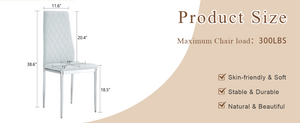 English Elm Modern Pu Leather Dining Chair Set of Six with Diamond Back and Silver Legs Light Gray+Silver W1512P539952