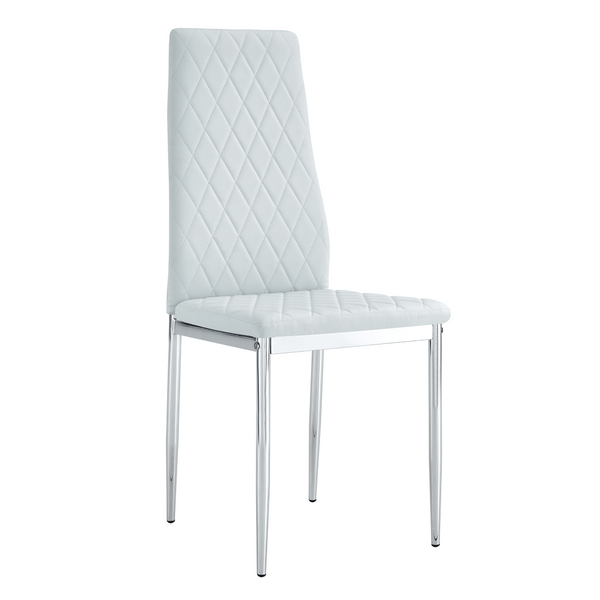 English Elm Modern Pu Leather Dining Chair Set of Six with Diamond Back and Silver Legs Light Gray+Silver W1512P539952