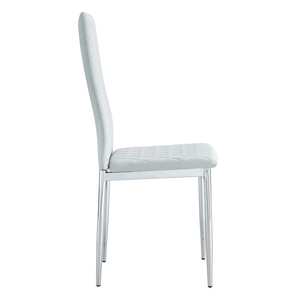 English Elm Modern Pu Leather Dining Chair Set of Six with Diamond Back and Silver Legs Light Gray+Silver W1512P539952