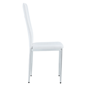English Elm Modern Pu Leather Dining Chair Set of Six with Diamond Back and Silver Legs White+Silver W1512P539972