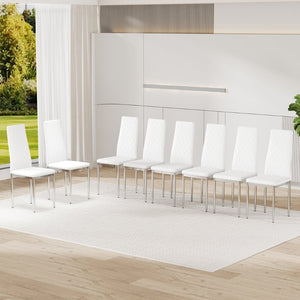English Elm Modern Pu Leather Dining Chair Set of Six with Diamond Back and Silver Legs W1512P539984