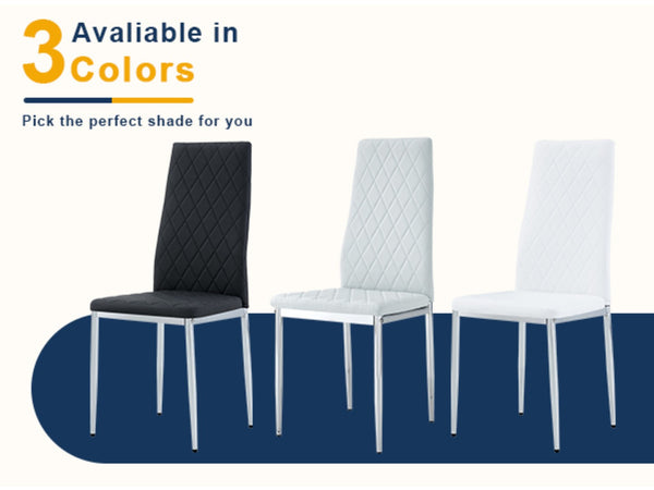 English Elm Modern Pu Leather Dining Chair Set of Six with Diamond Back and Silver Legs W1512P539984