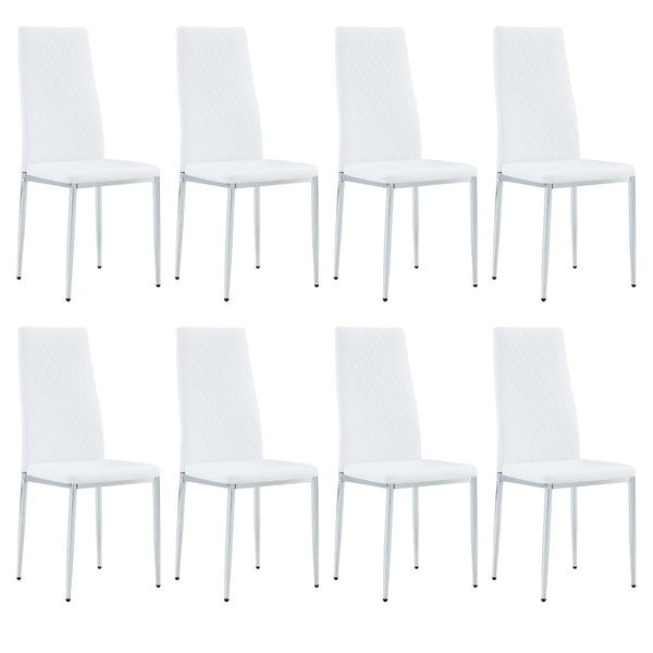 English Elm Modern Pu Leather Dining Chair Set of Six with Diamond Back and Silver Legs W1512P539984