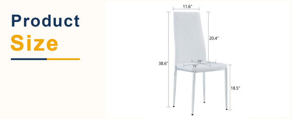 English Elm Modern Pu Leather Dining Chair Set of Six with Diamond Back and Silver Legs W1512P539984