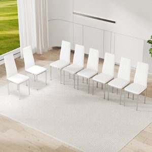 English Elm Modern Pu Leather Dining Chair Set of Six with Diamond Back and Silver Legs W1512P539984