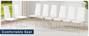 English Elm Modern Pu Leather Dining Chair Set of Six with Diamond Back and Silver Legs W1512P539984