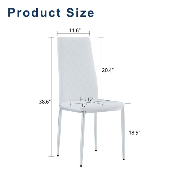 English Elm Modern Pu Leather Dining Chair Set of Six with Diamond Back and Silver Legs W1512P539984