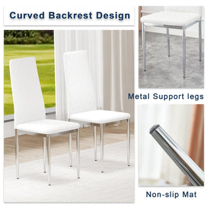 English Elm Modern Pu Leather Dining Chair Set of Six with Diamond Back and Silver Legs W1512P539984